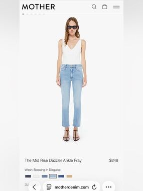 MOTHER The Mid Rise Dazzler Ankle Fray Jeans
